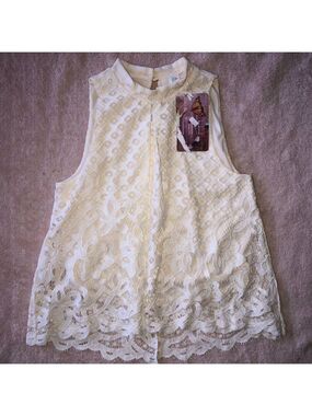 NWT girls small love fire lace mock turtleneck sleeveless shirt